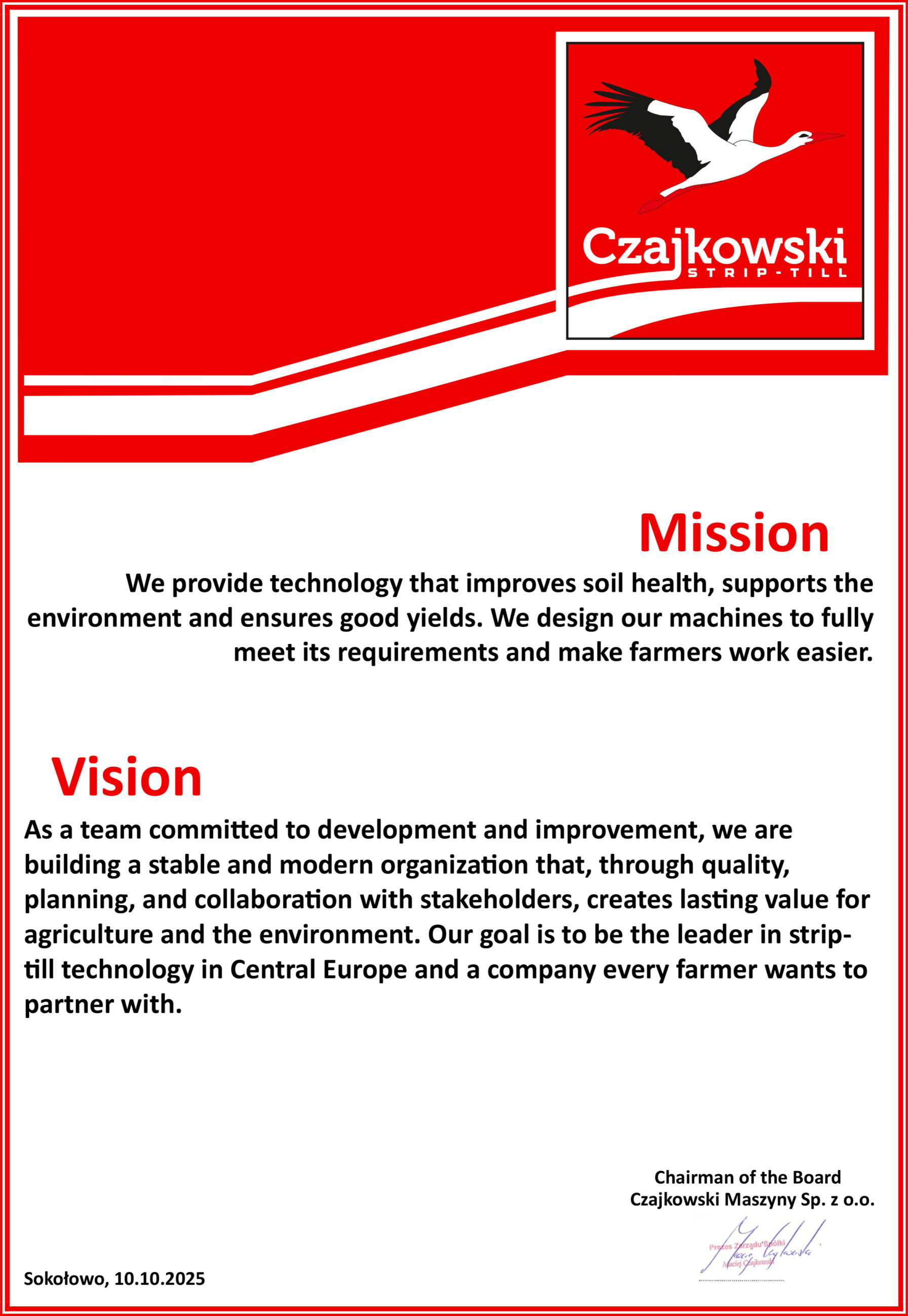 Mission and Vision – Czajkowski Maszyny.cdr